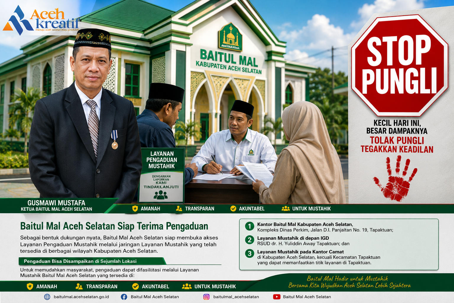 Baitul Mal Aceh Selatan Buka Posko Pengaduan Dugaan Pungli Bantuan Modal, Gusmawi: Hak Mustahik Harus Dikembalikan Utuh