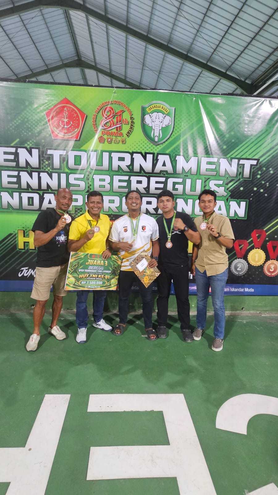 BTC Polda Aceh Raih Juara III Turnamen Tenis Piala Panglima TNI